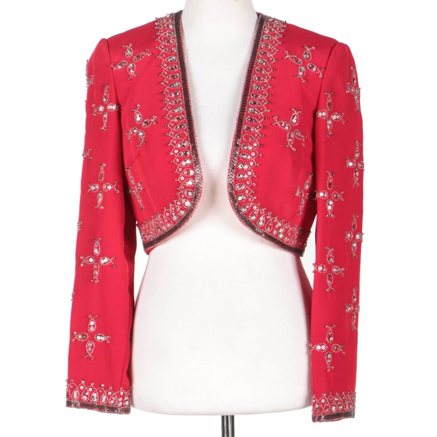 Women's Vintage Victoria Royal Ltd. Embellished Red Bolero Jacket