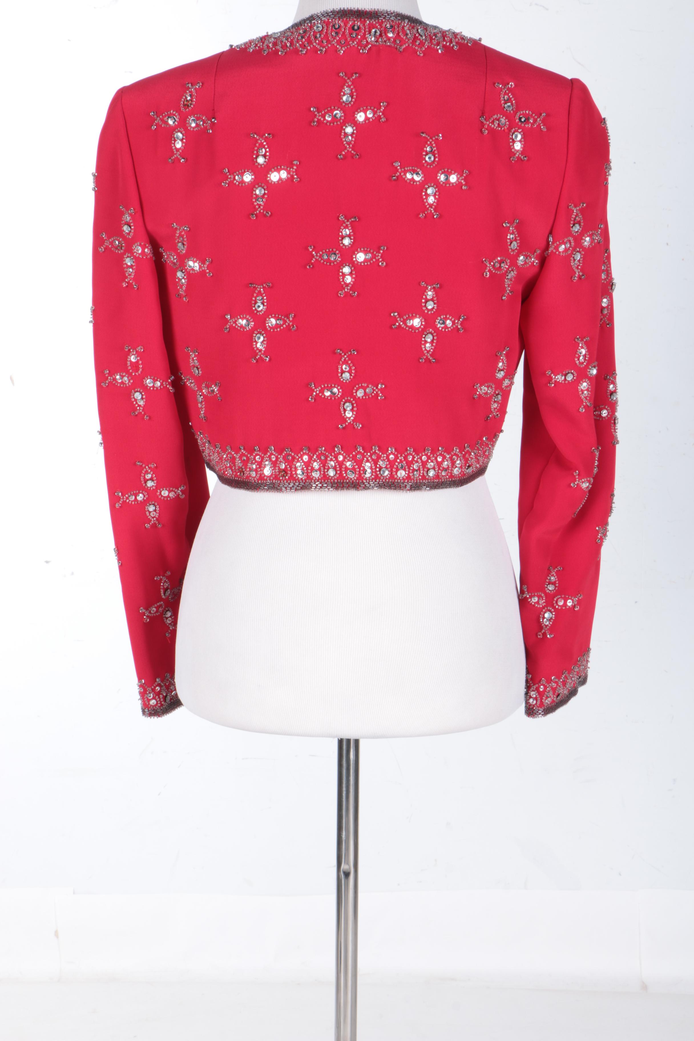 Women's Vintage Victoria Royal Ltd. Embellished Red Bolero Jacket