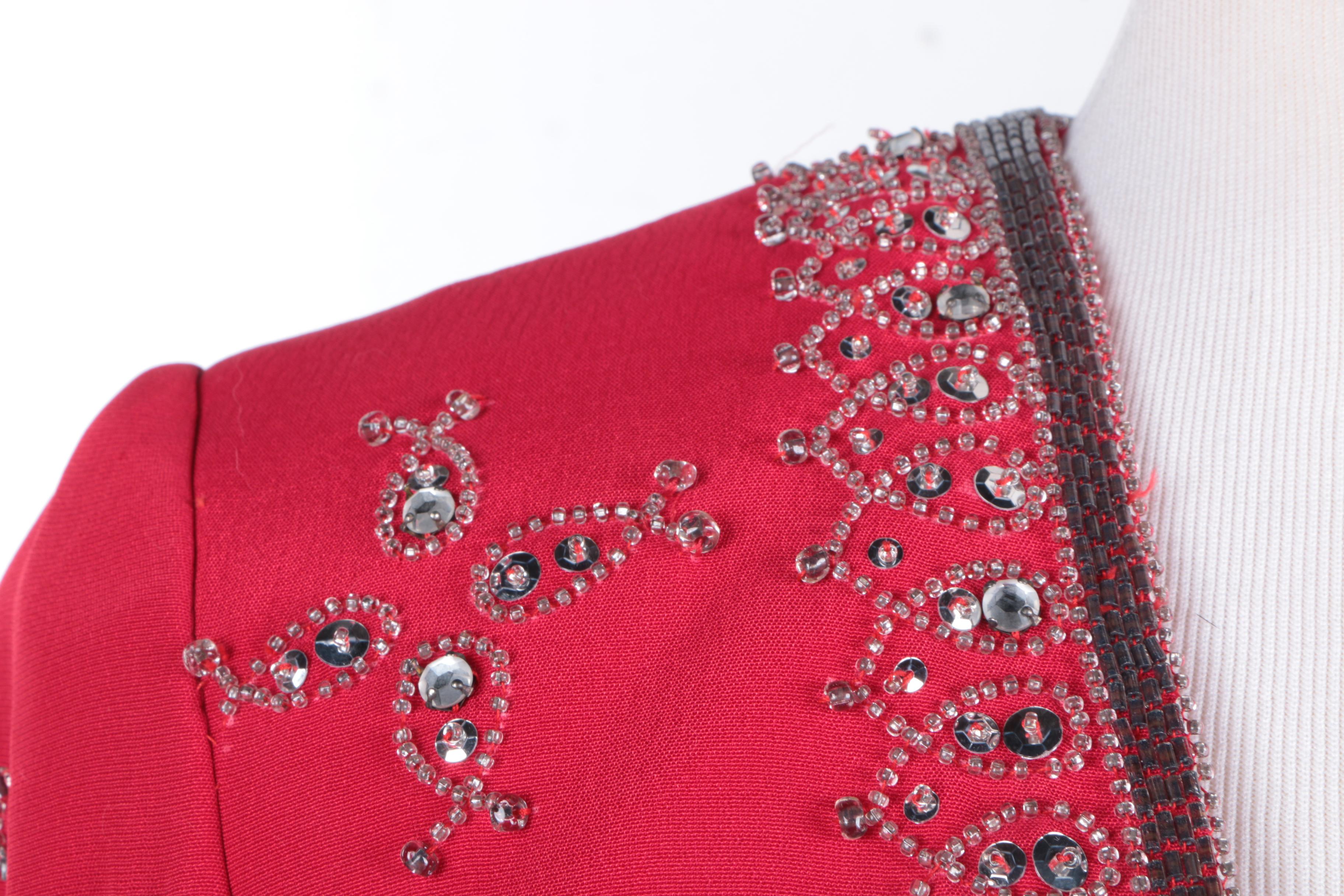 Women's Vintage Victoria Royal Ltd. Embellished Red Bolero Jacket