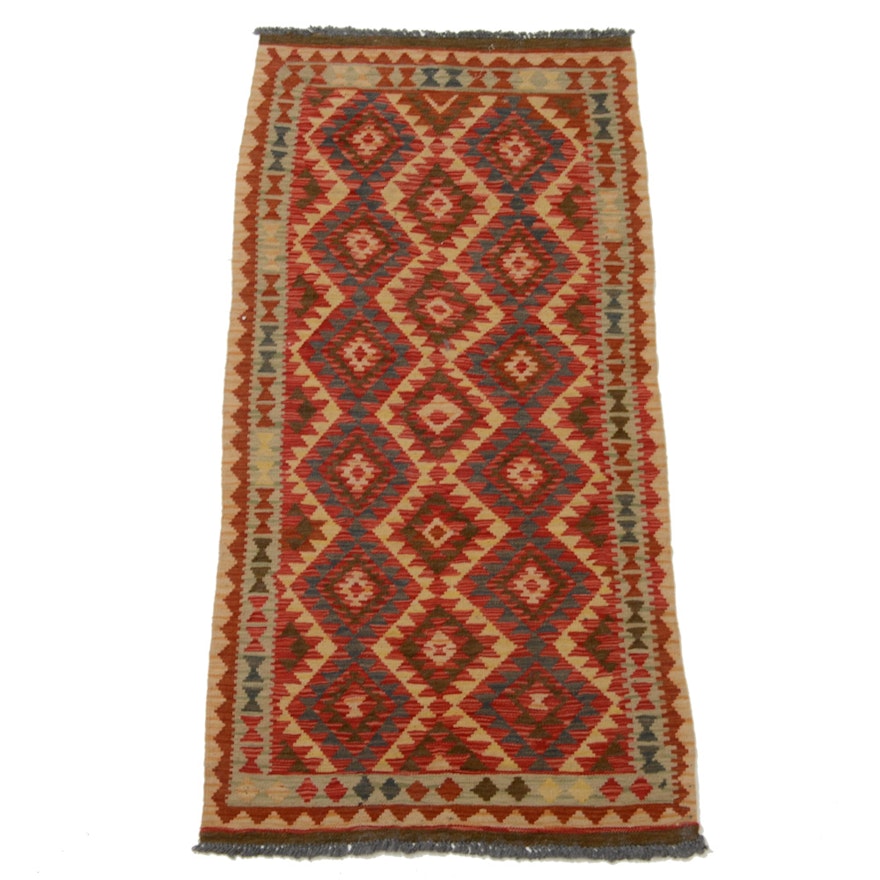 Turkish Handwoven Wool Kilim Rug Runner