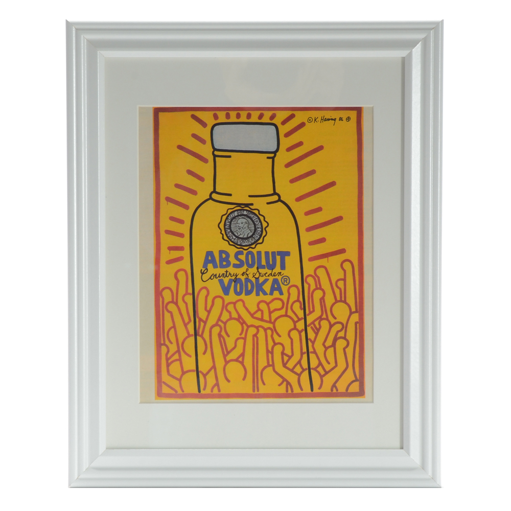 Vintage Offset Lithograph Print after Keith Haring for Absolut Vodka