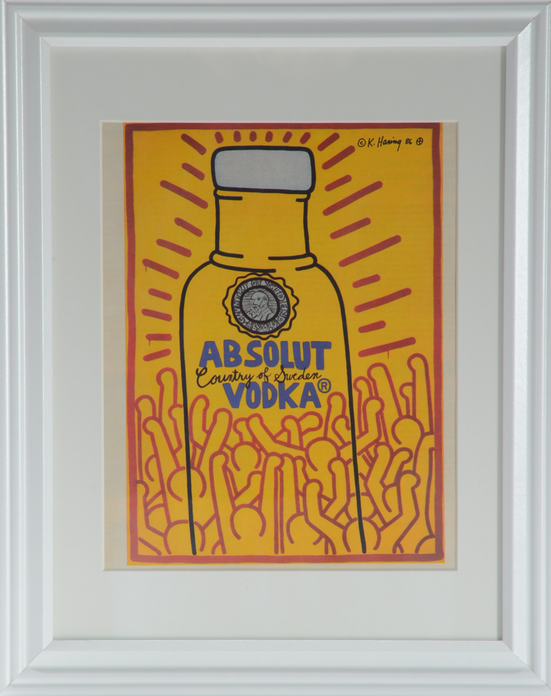 Vintage Offset Lithograph Print after Keith Haring for Absolut Vodka