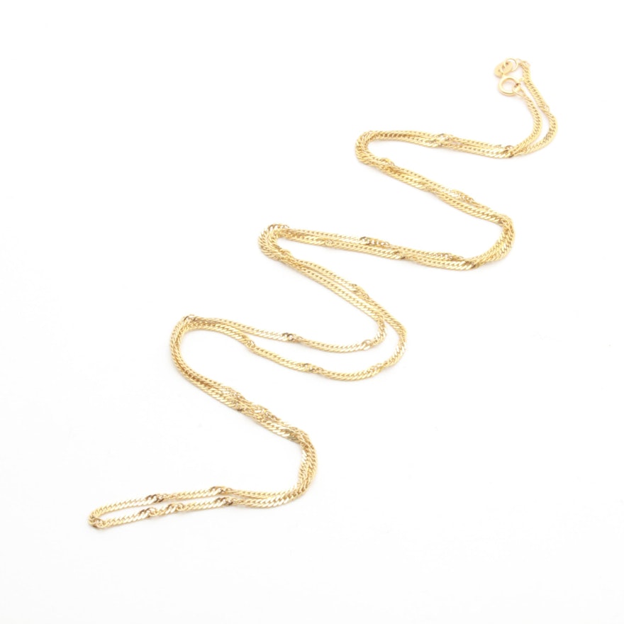 14K Yellow Gold Twisted Curb Chain Necklace