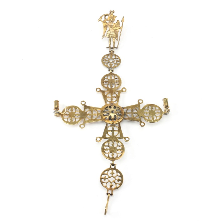 Brass Byzantine Cross Hanging Candle Holder