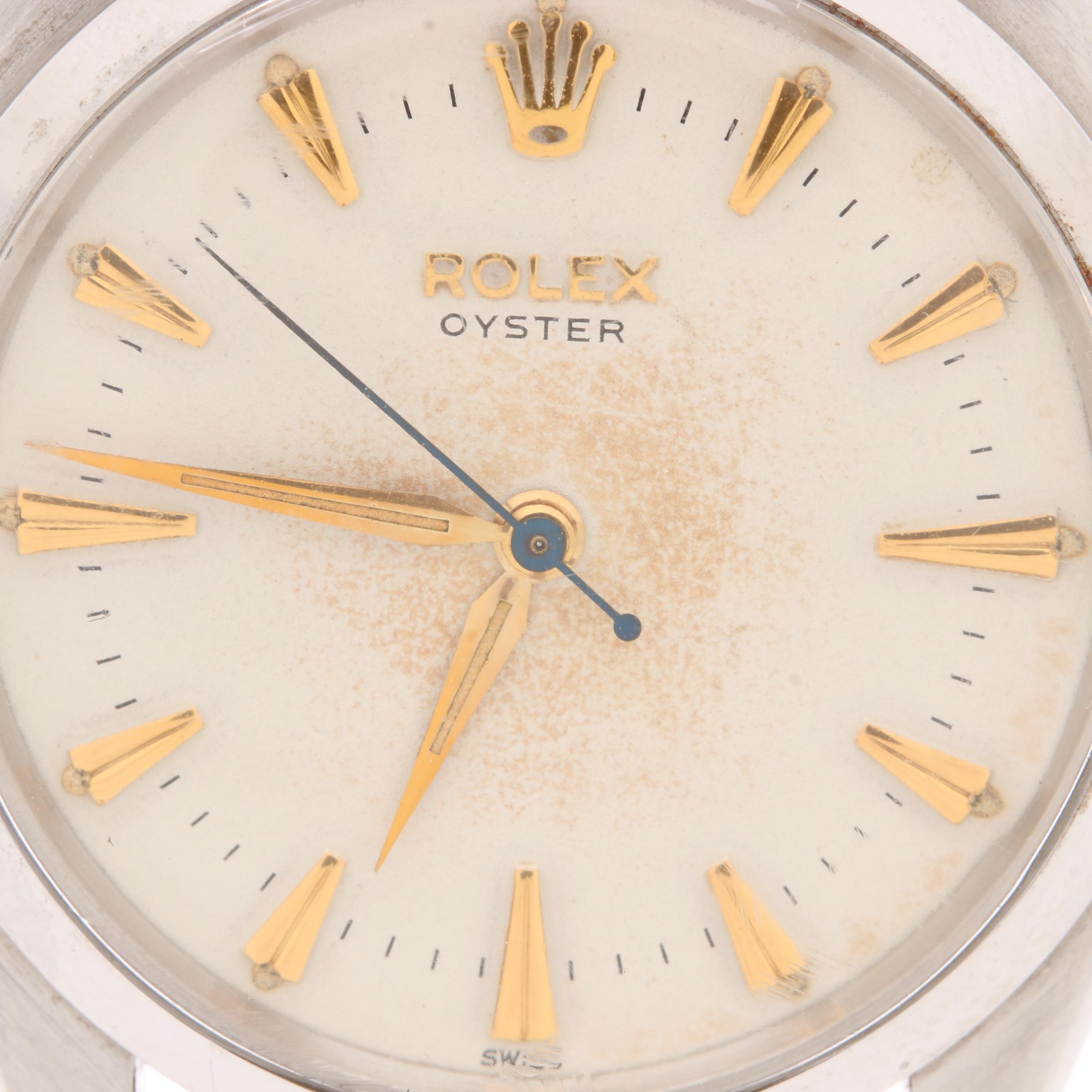 Vintage Rolex Oyster Stainless Steel and Leather Stem Wind Watch