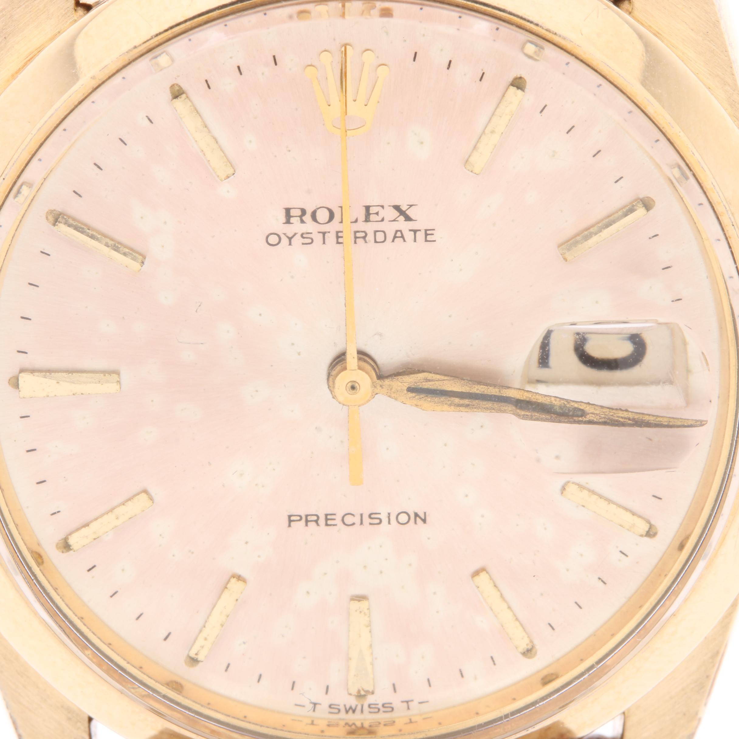 Rolex Gold Plated Stainless Steel Brown Leather Watch