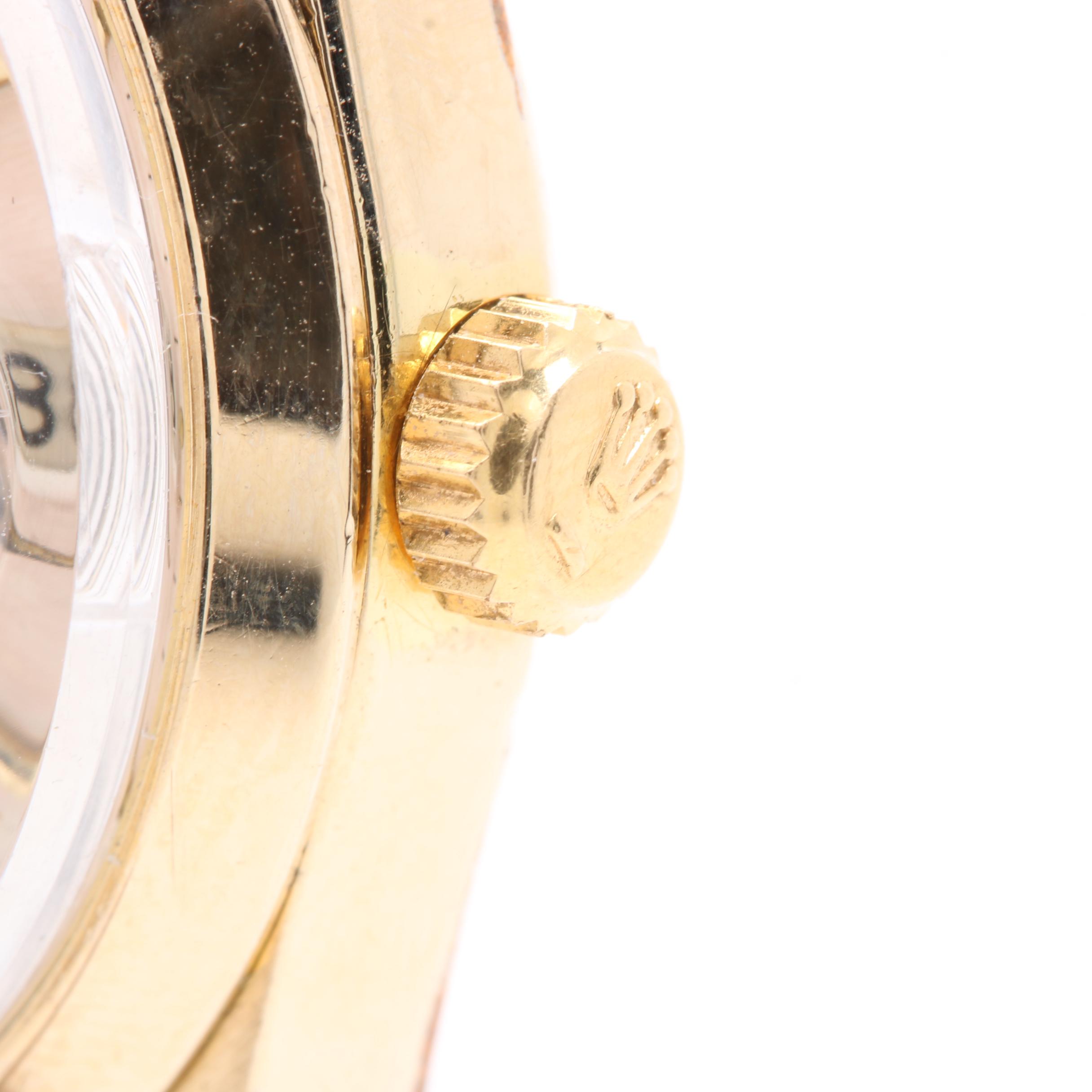 Rolex Gold Plated Stainless Steel Brown Leather Watch