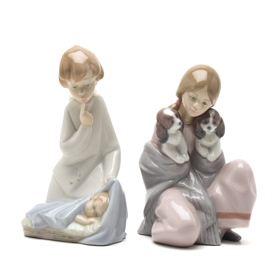Lladró Porcelain Angel and Baby and "Snuggle Up" #6226 Figurines