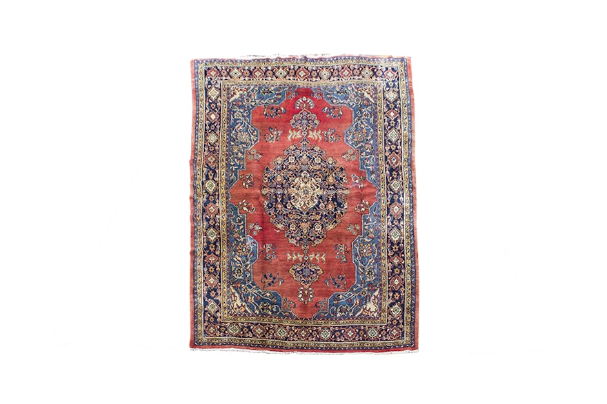 Vintage Hand-Knotted Persian Isfahan Golpayegan Wool Area Rug