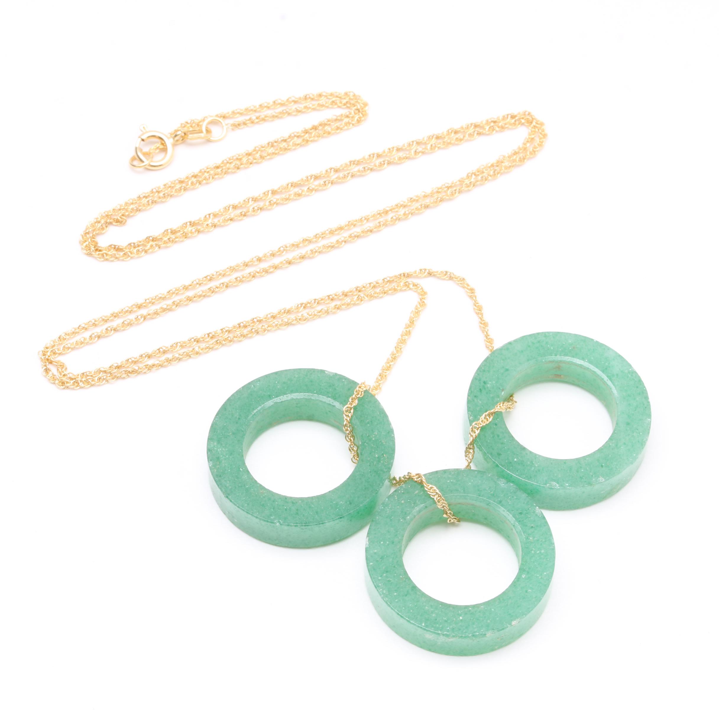 14K Yellow Gold Aventurine Necklace