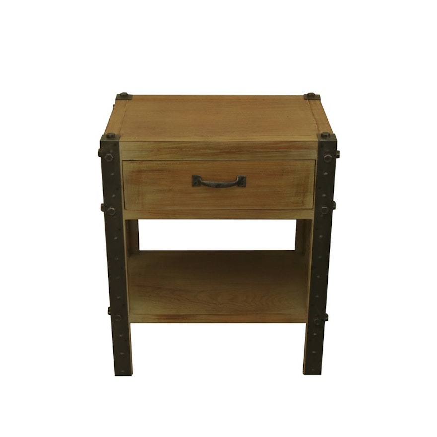 Rustic Style Metal and Wood Nightstand