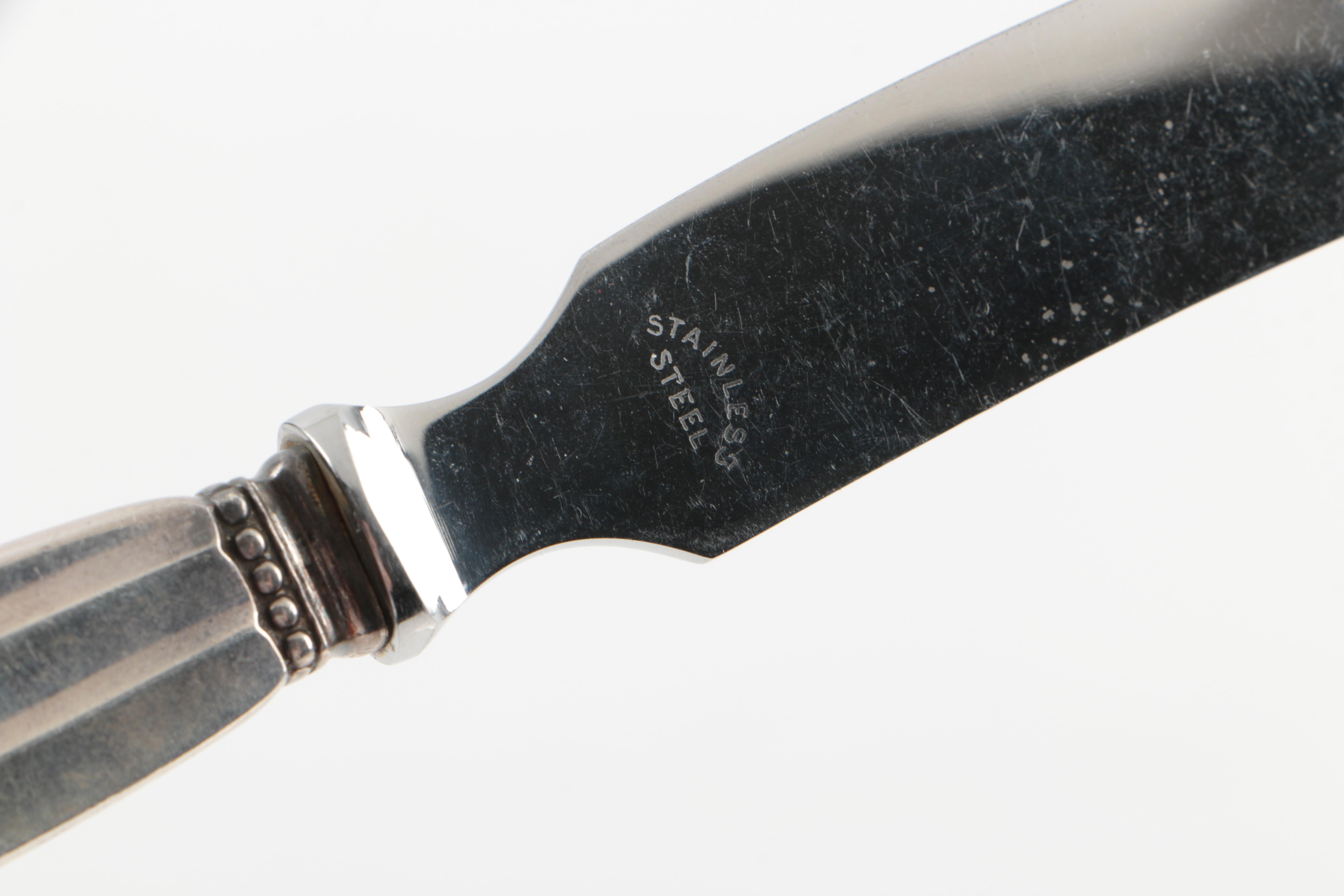 Sterling Handled Georg Jensen Cheese Knives in the "Acorn" Pattern