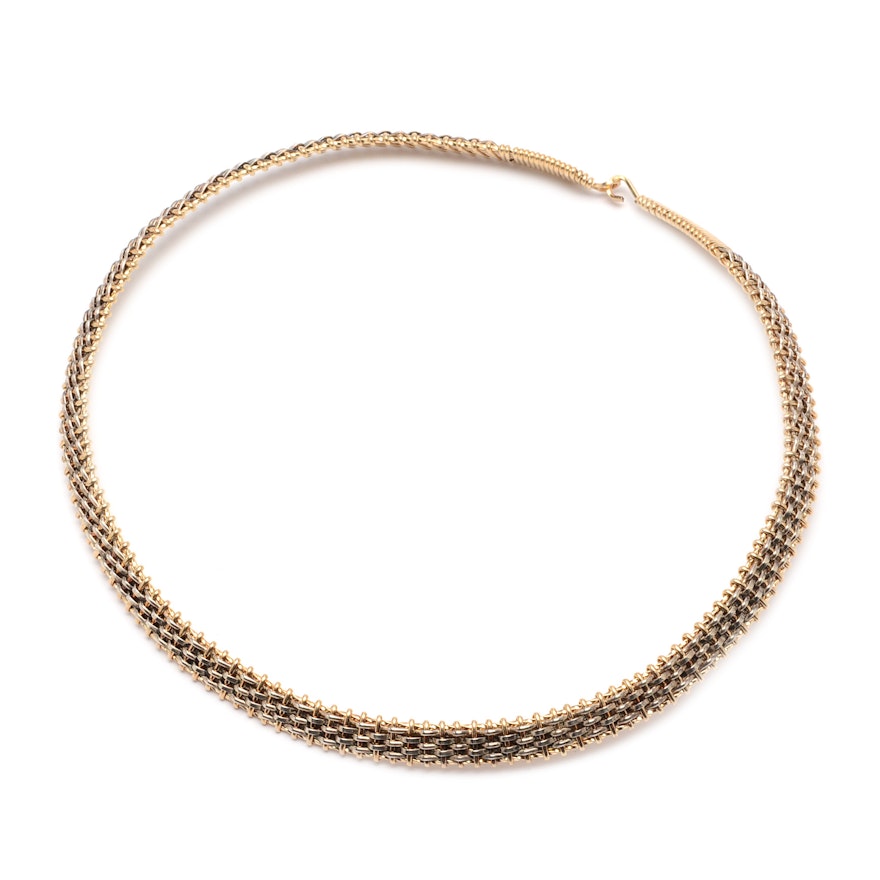 Gold and Silver Tone Choker Length Necklace