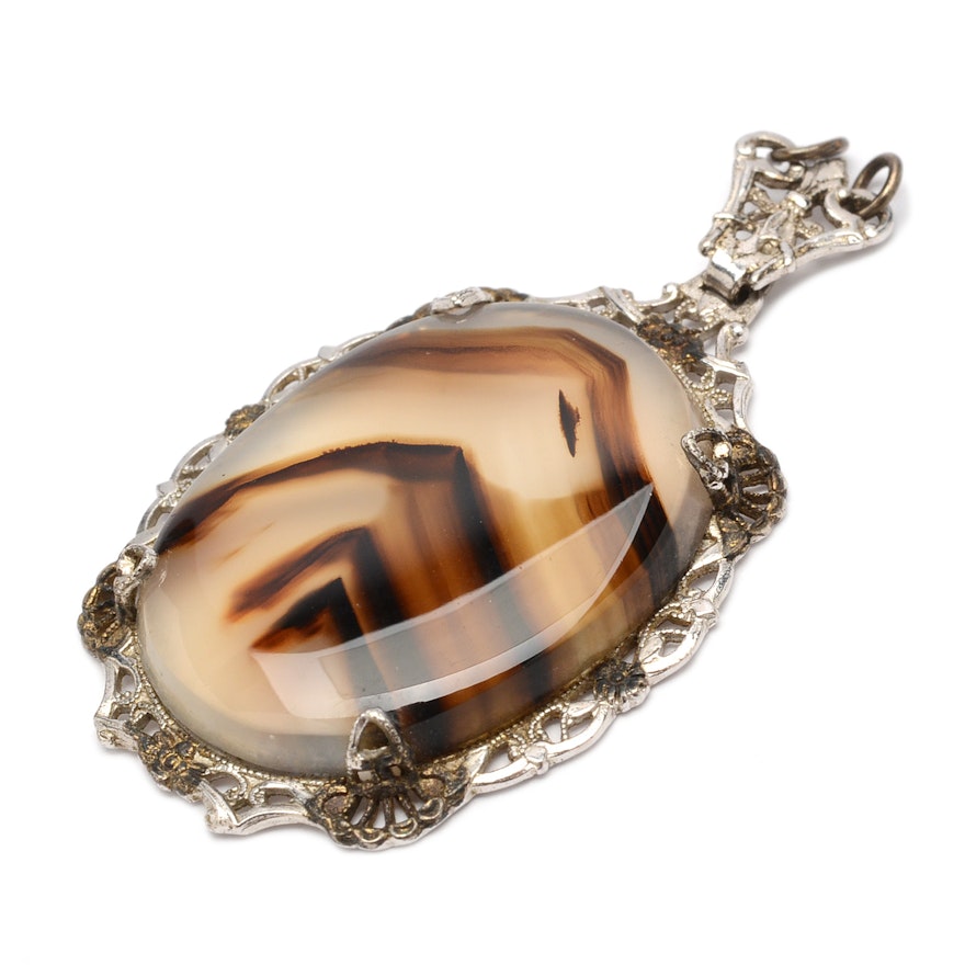 Sterling Silver Picture Agate Pendant