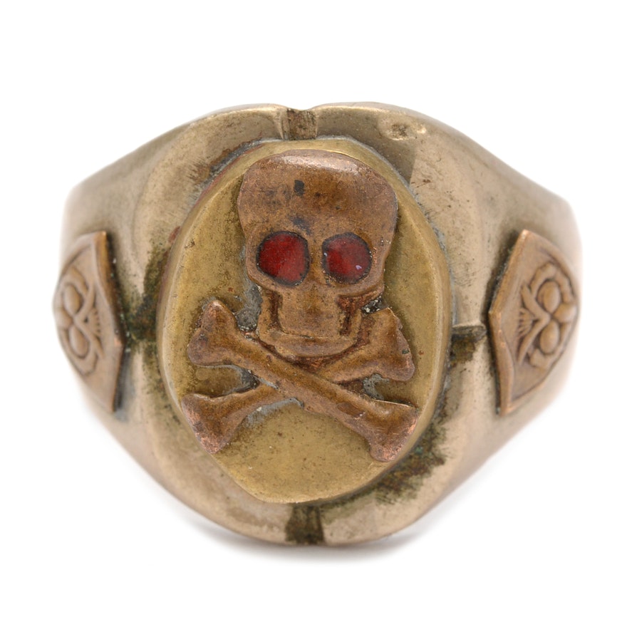 Mixed Metal Skull and Crossbones Ring