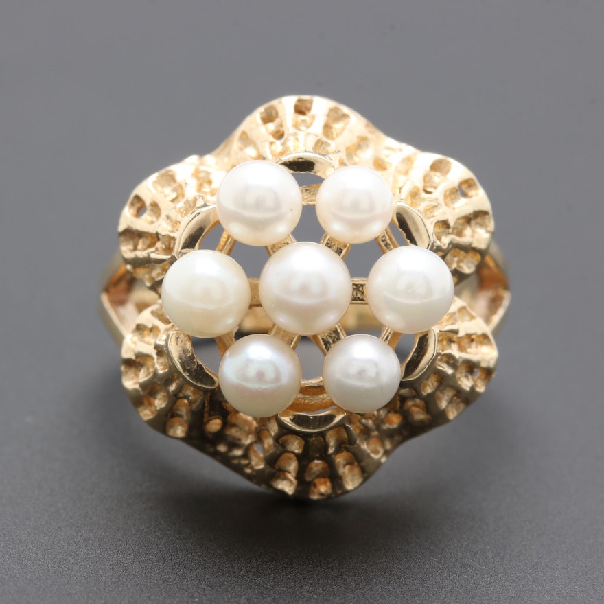 10K Yellow Gold Cultured Pearl Ring