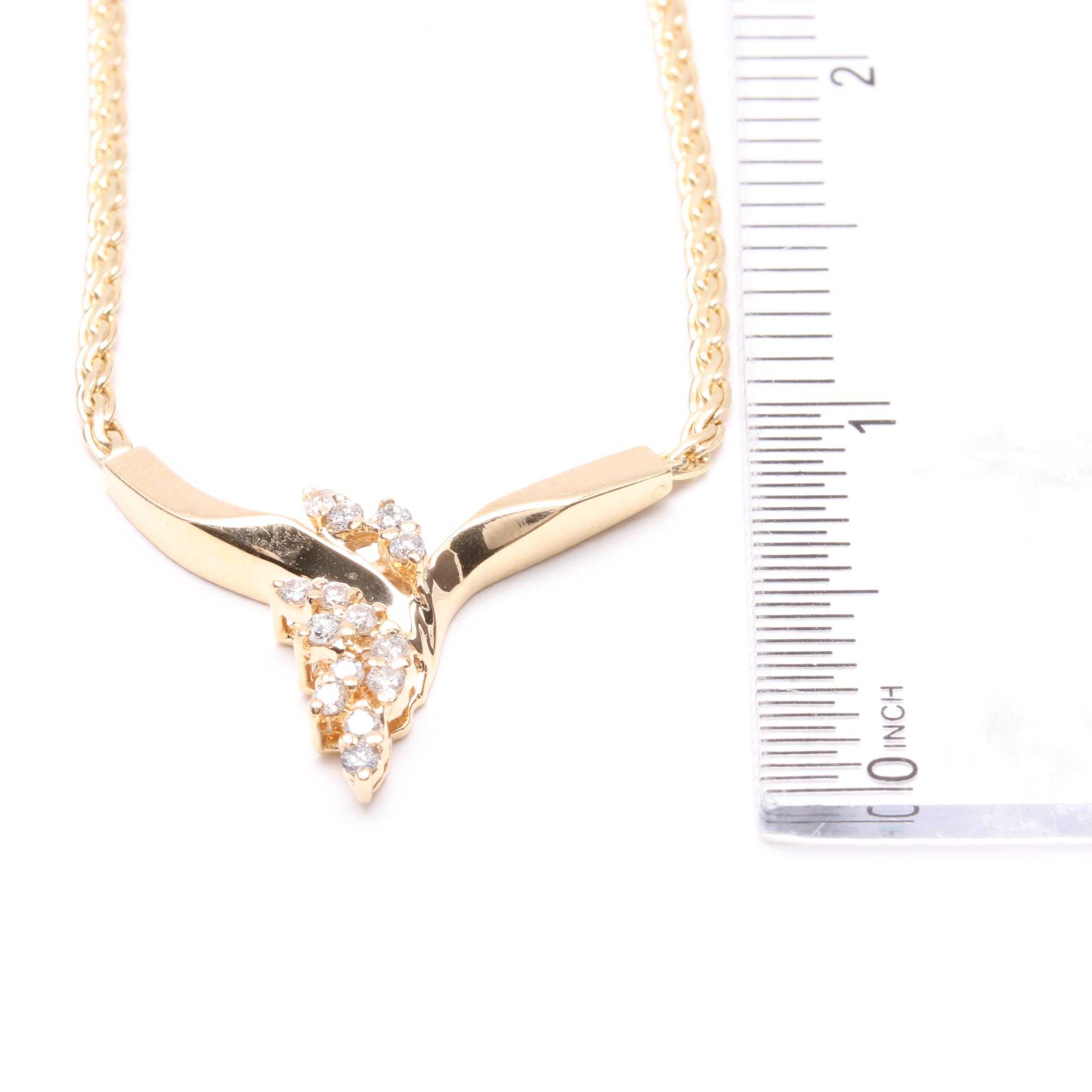 14K Yellow Gold Diamond Chevron Necklace