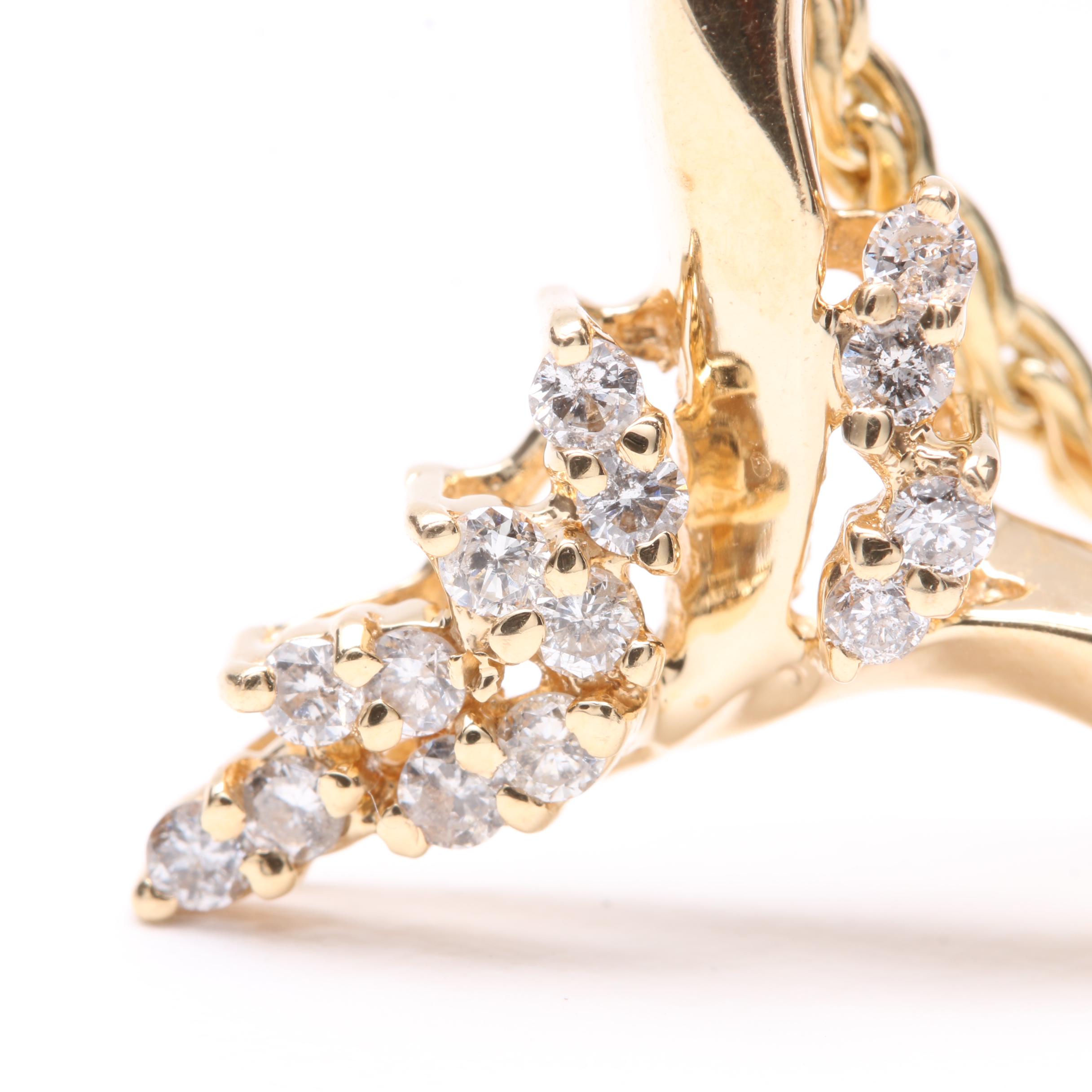 14K Yellow Gold Diamond Chevron Necklace