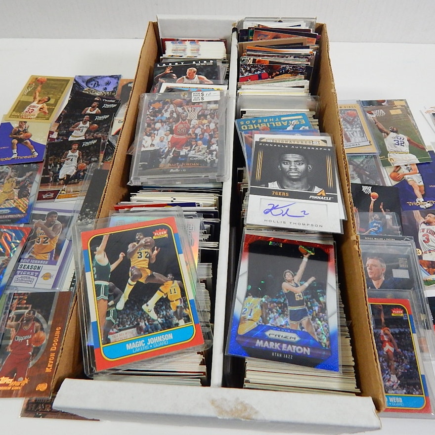 Box of Basketball Cards - Over 1500 Card Count - With Jordan, Ewing, Johnson