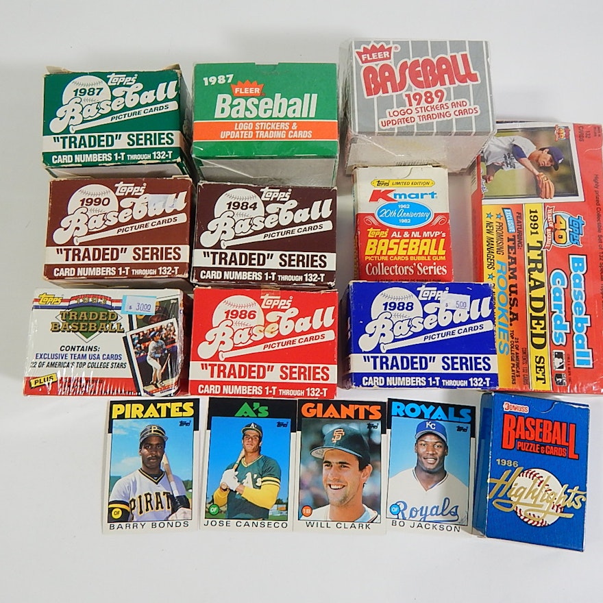 Eleven Baseball Card Sets from 1982 to 1991