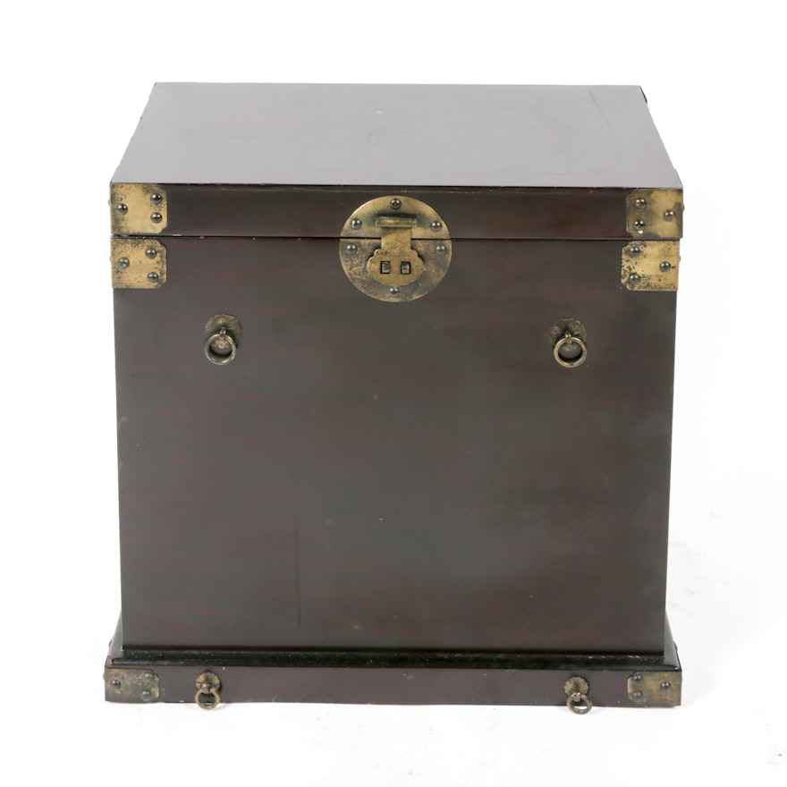Wooden Chest with Brass Accents