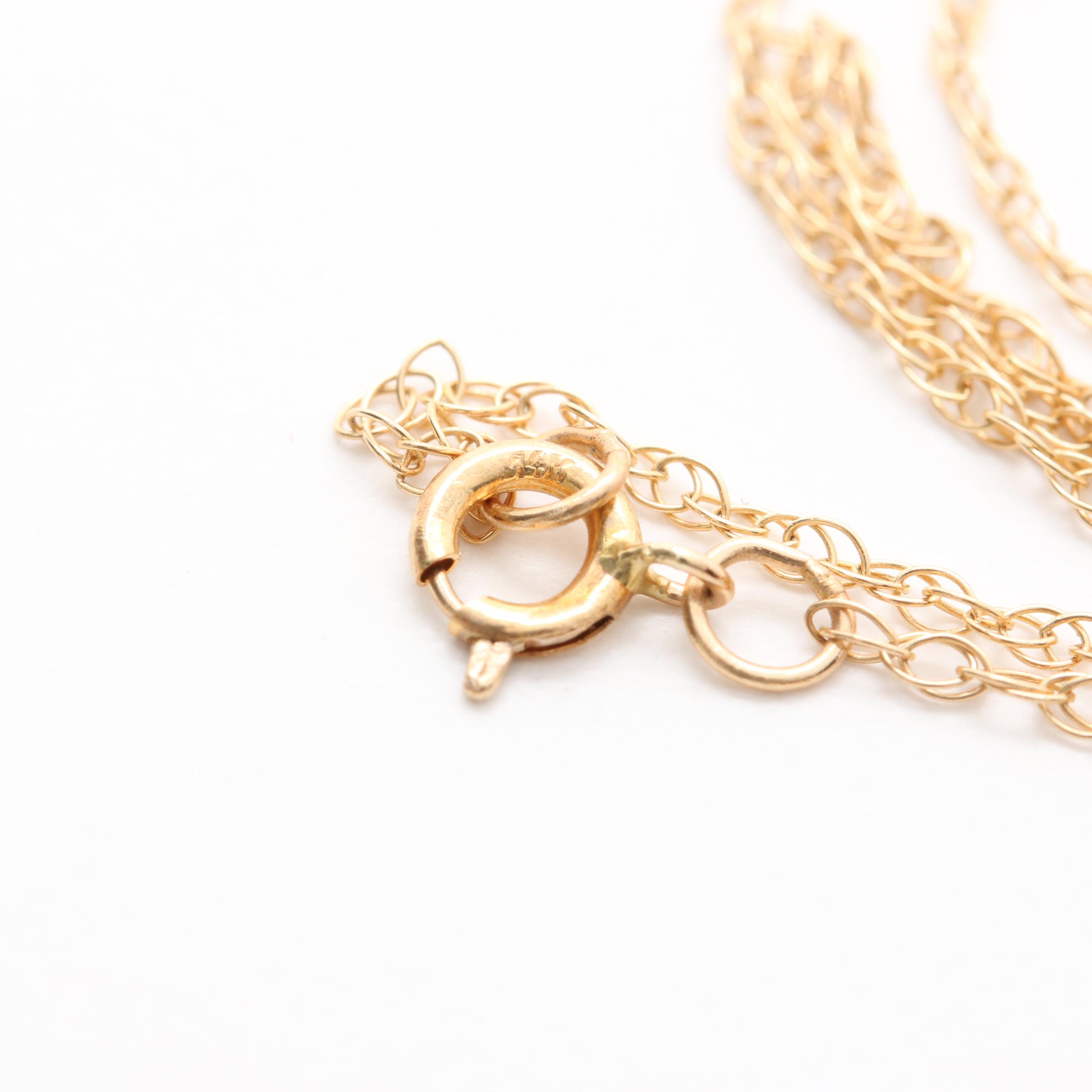 Krementz 14K Yellow Gold Diamond Cross Pendant Necklace