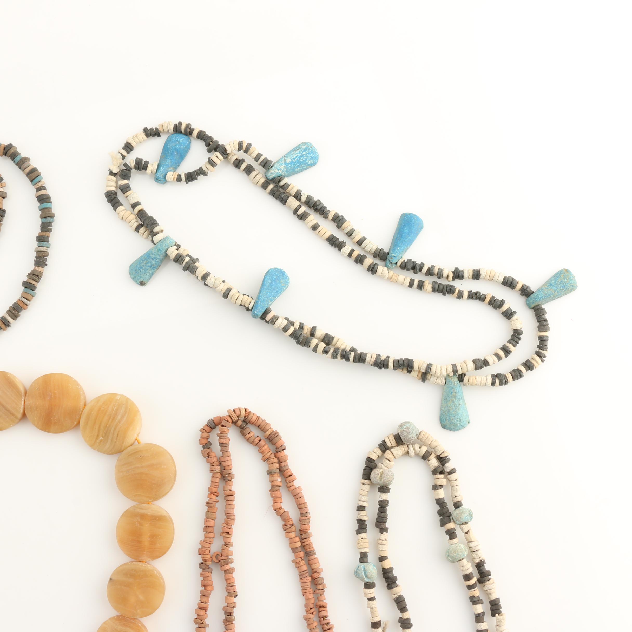 Stone Jewelry Including Marble and Calcite with Sandcast Glass Bead Necklaces