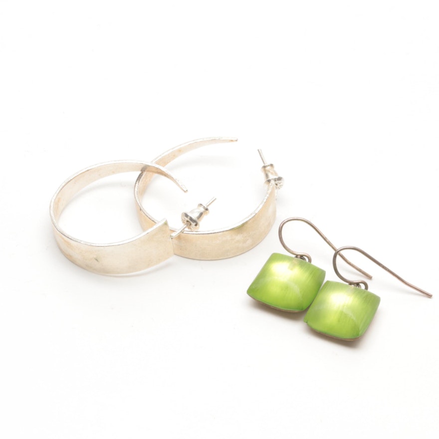 Sterling Silver Earring Selection Including Lucite