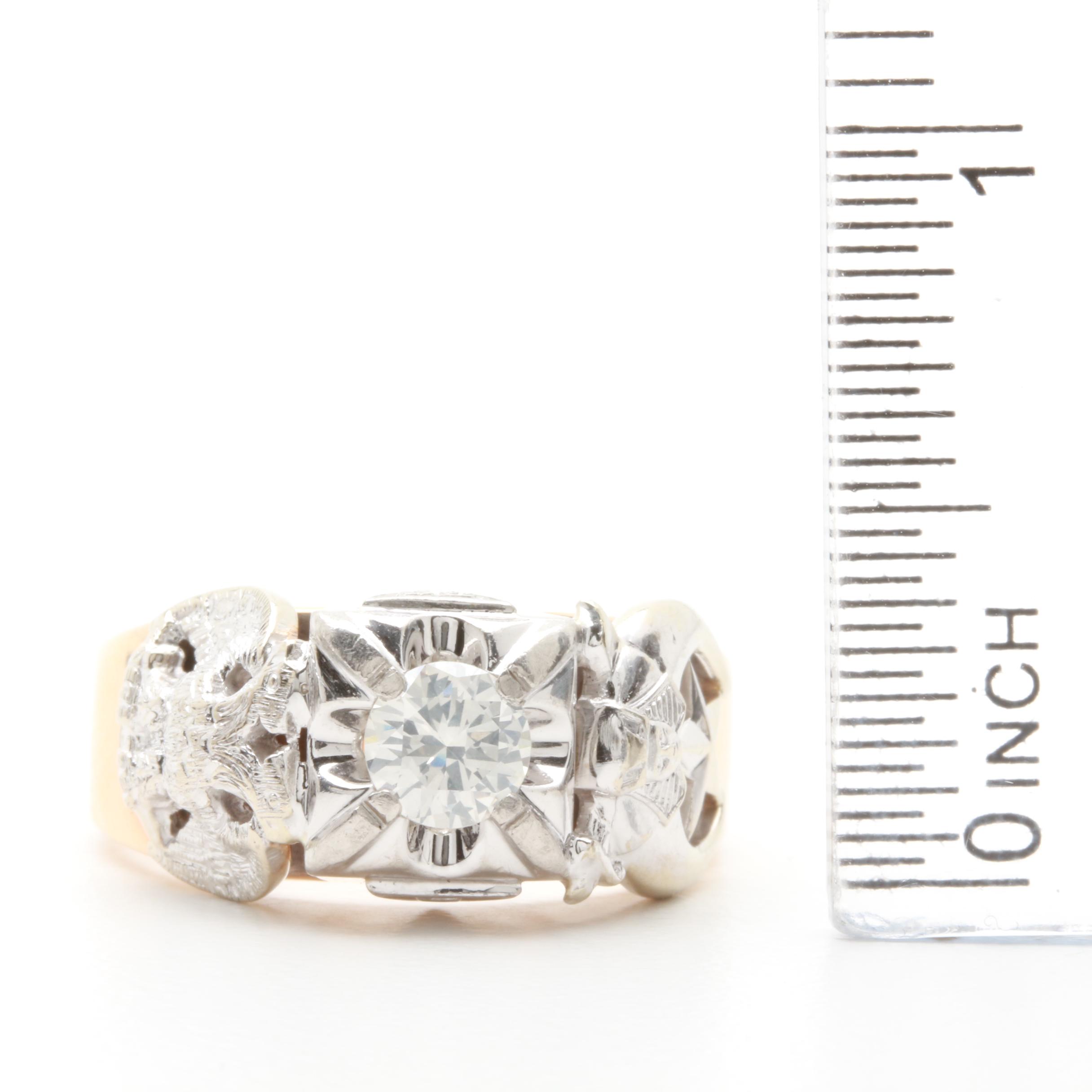 14K Yellow and White Gold Diamond 32nd Degree Masonic Ring
