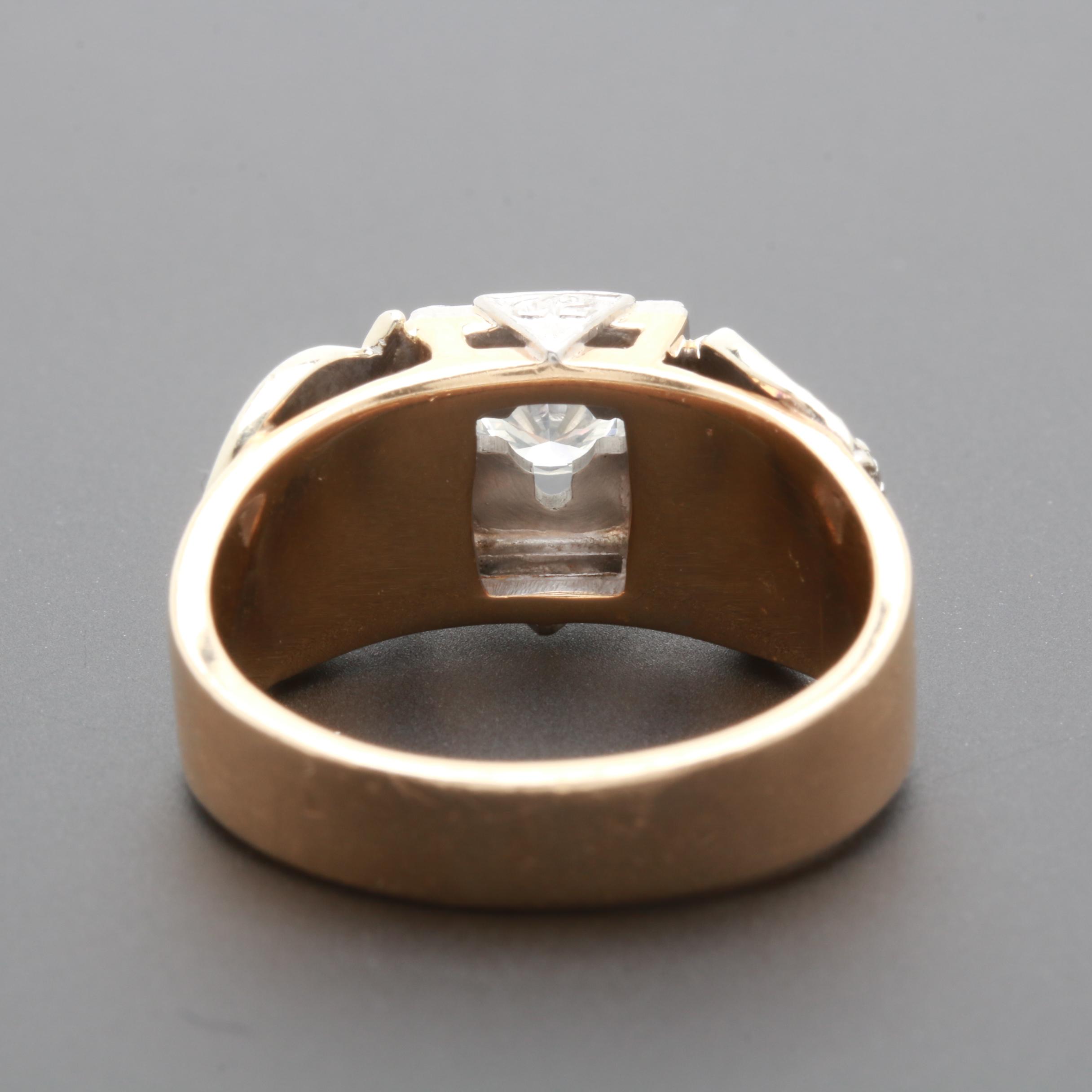 14K Yellow and White Gold Diamond 32nd Degree Masonic Ring