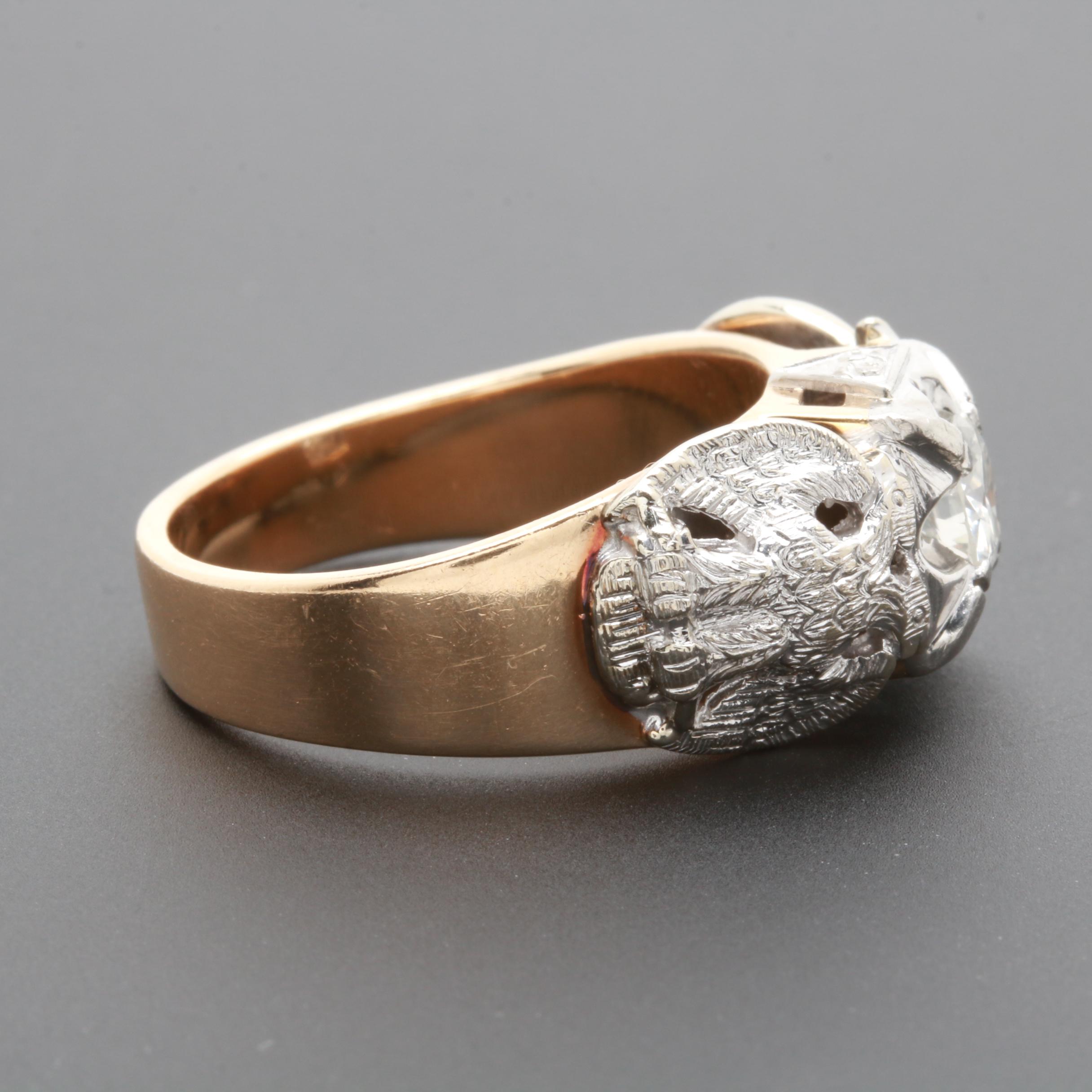 14K Yellow and White Gold Diamond 32nd Degree Masonic Ring