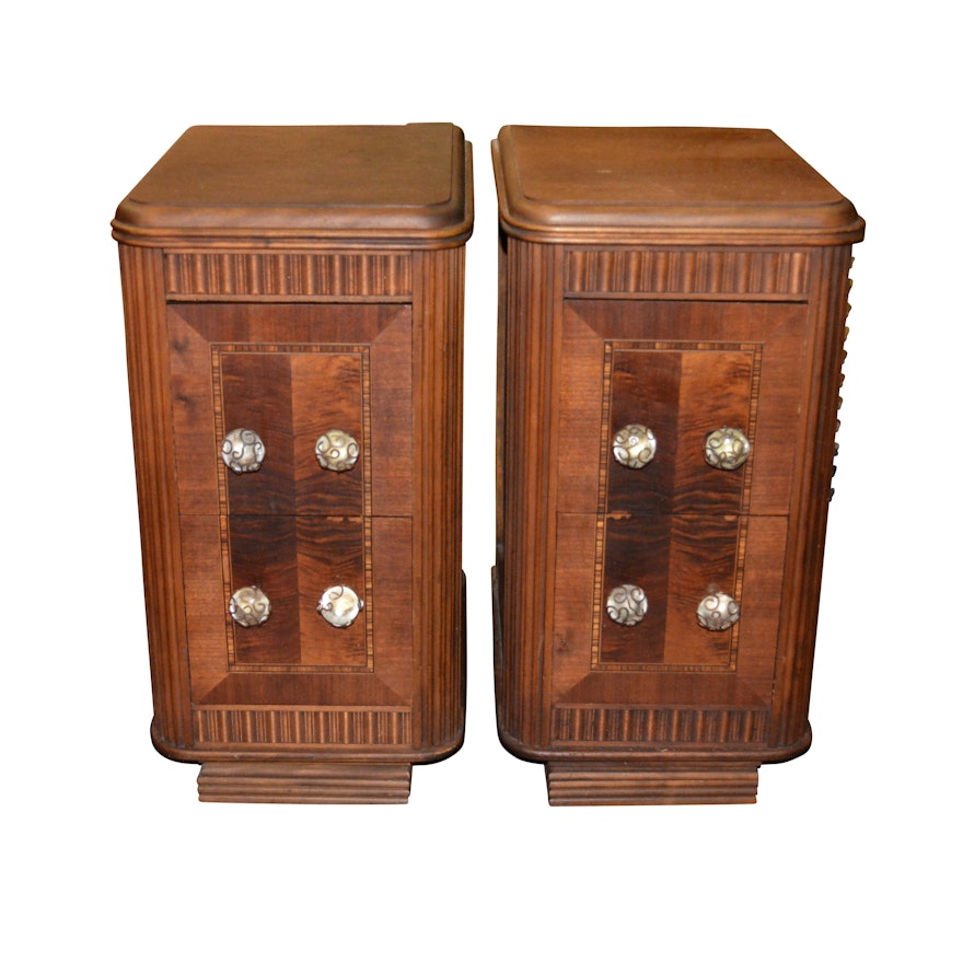 Vintage Art Deco Style Mahogany End Tables