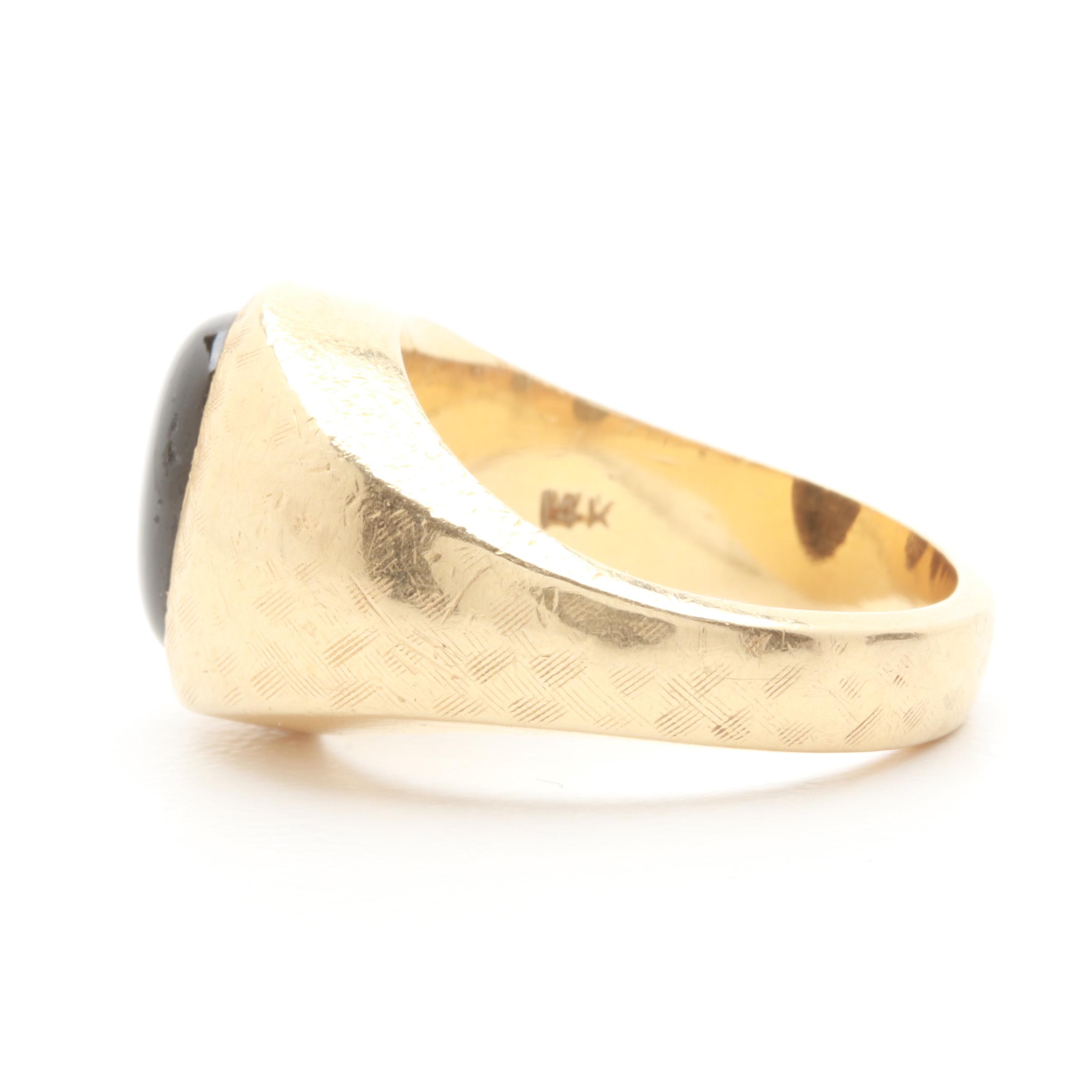 14K Yellow Gold Black Star Sapphire Ring