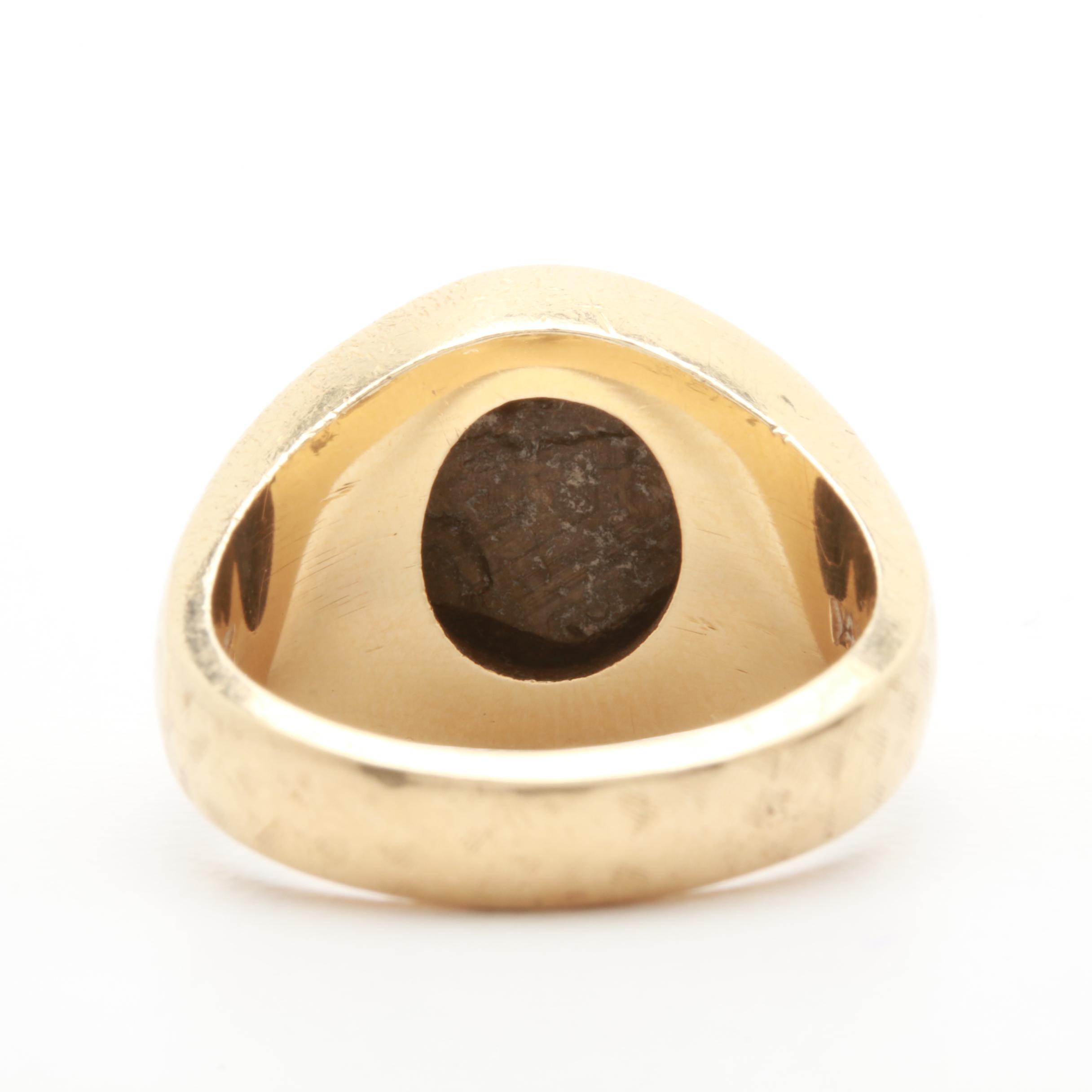 14K Yellow Gold Black Star Sapphire Ring