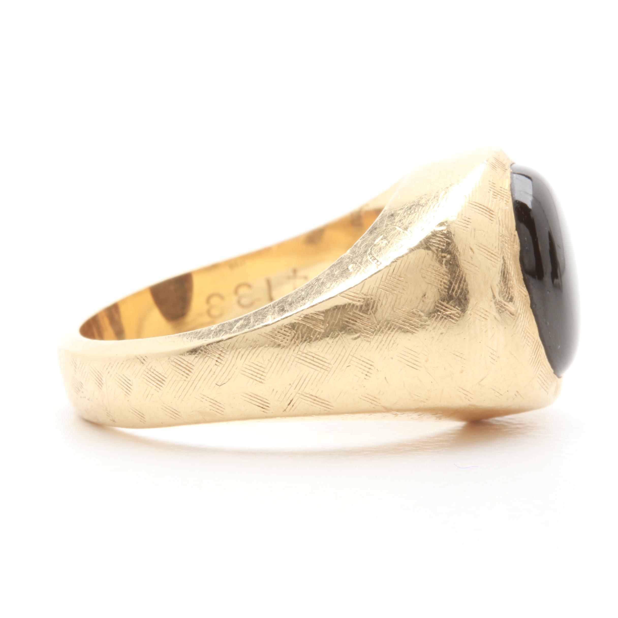 14K Yellow Gold Black Star Sapphire Ring