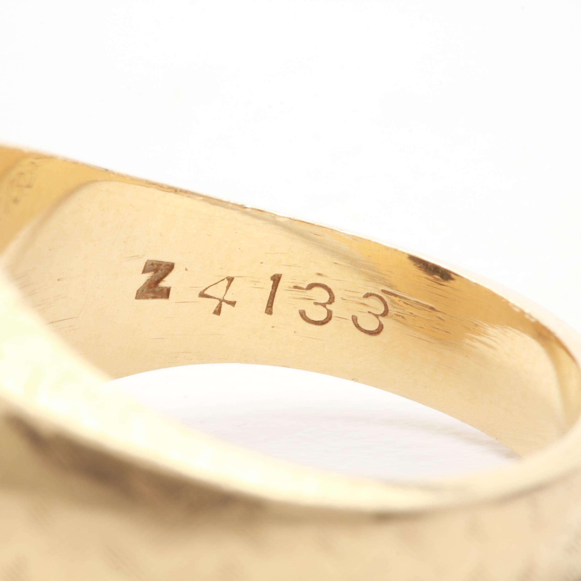 14K Yellow Gold Black Star Sapphire Ring