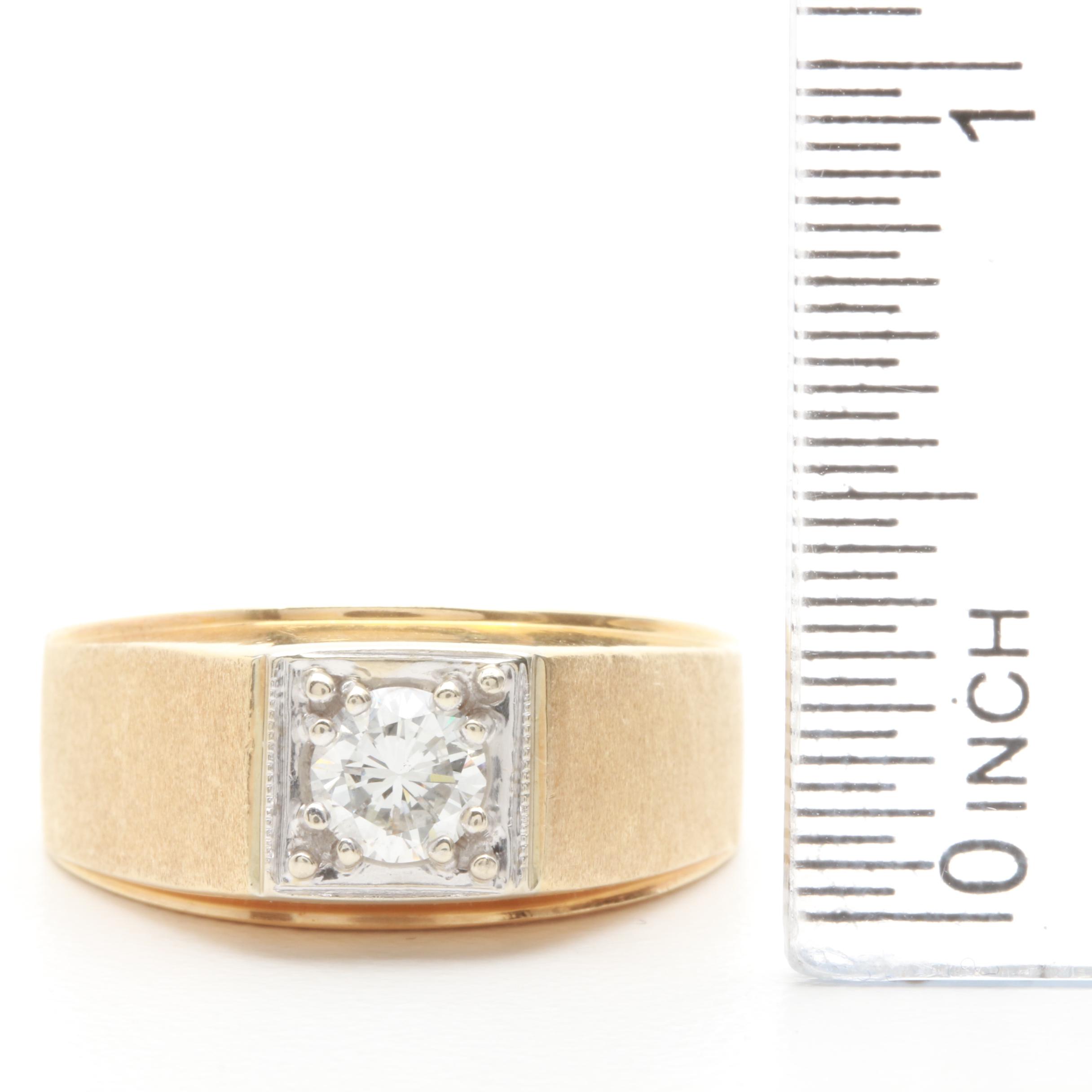 14K Yellow Gold Diamond Ring with 14K White Gold Accents