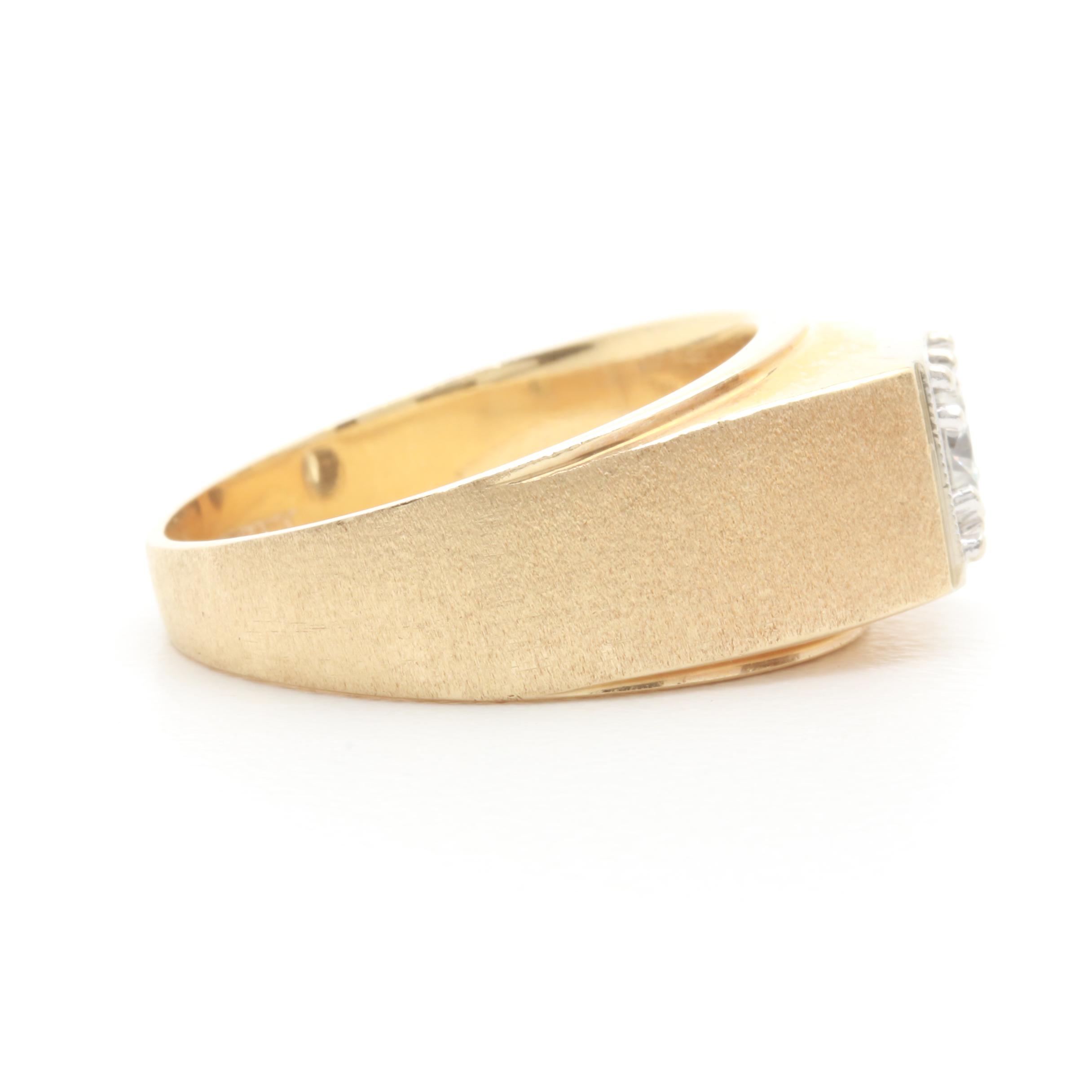 14K Yellow Gold Diamond Ring with 14K White Gold Accents