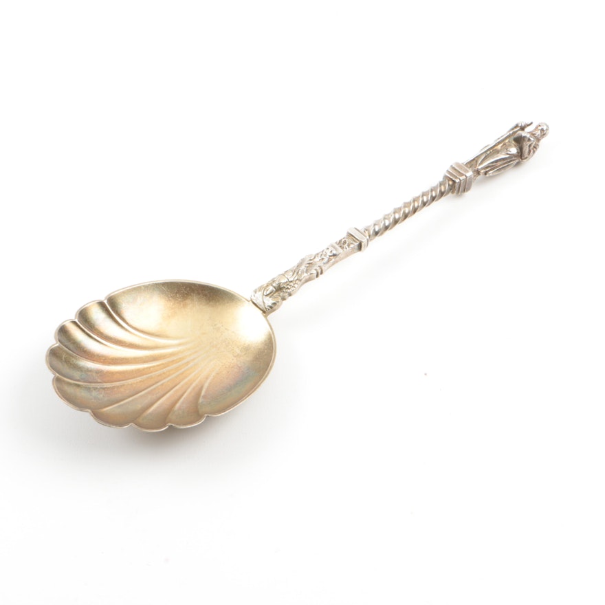 Apostle Scalloped Spoon in 800 Silver with Gold Wash