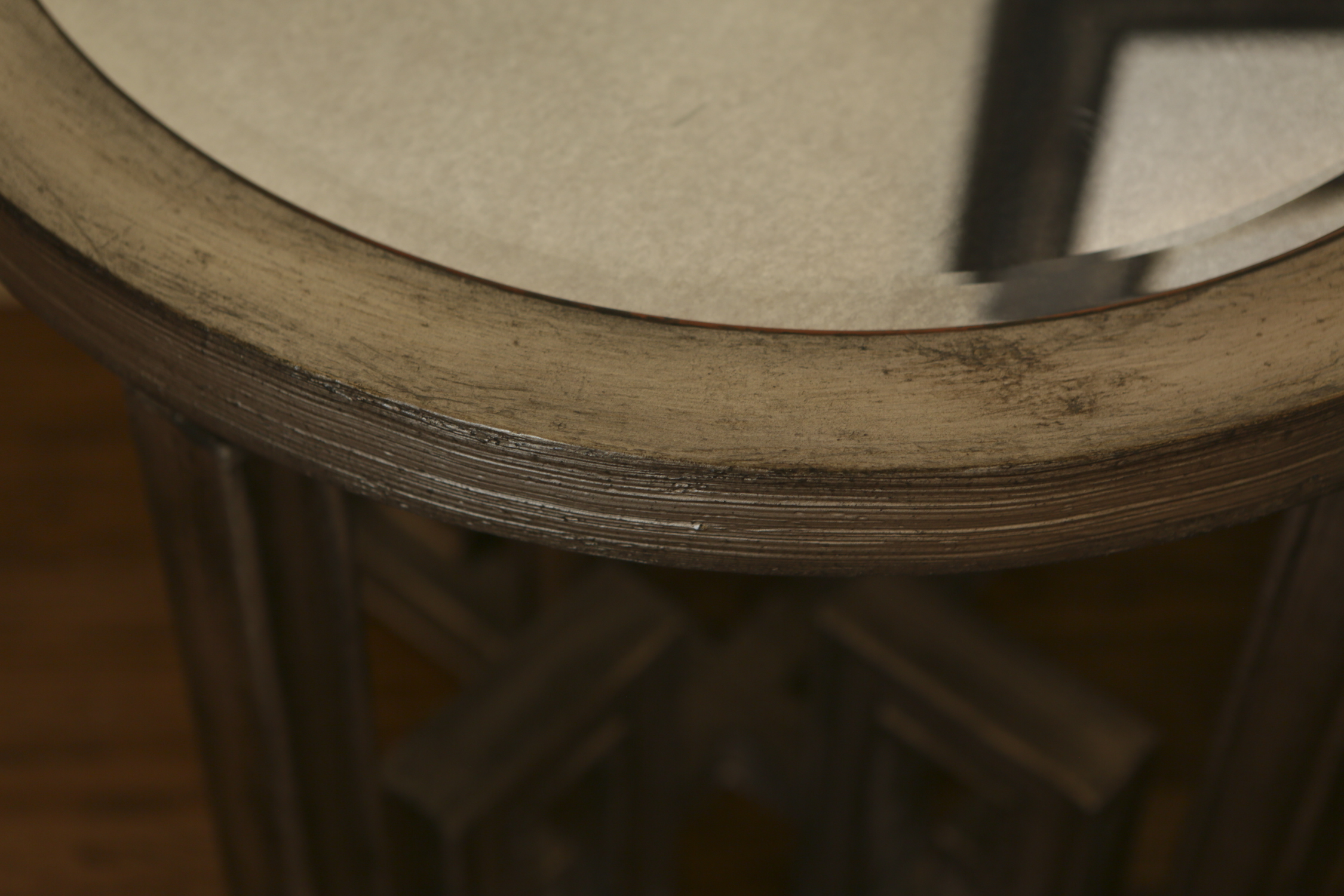 Mirror Top Wood Side Table