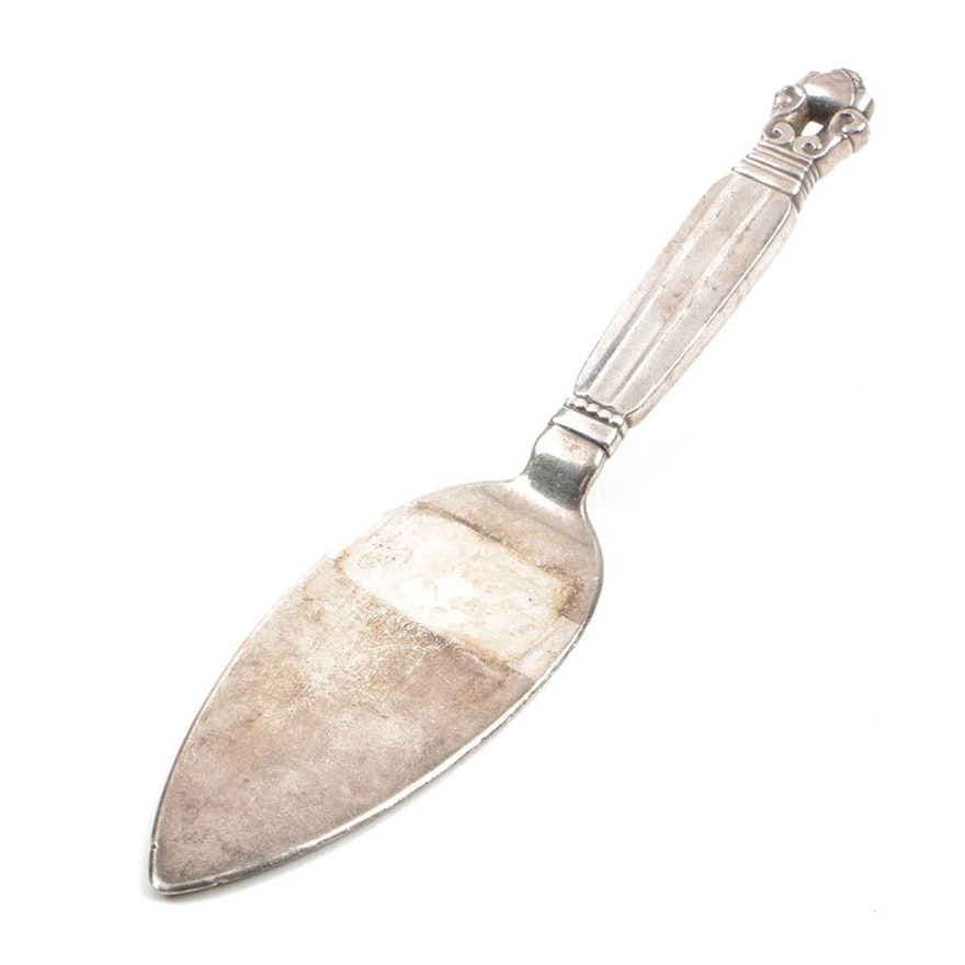 Georg Jensen Sterling Silver Small Cake Server, "Acorn" Pattern