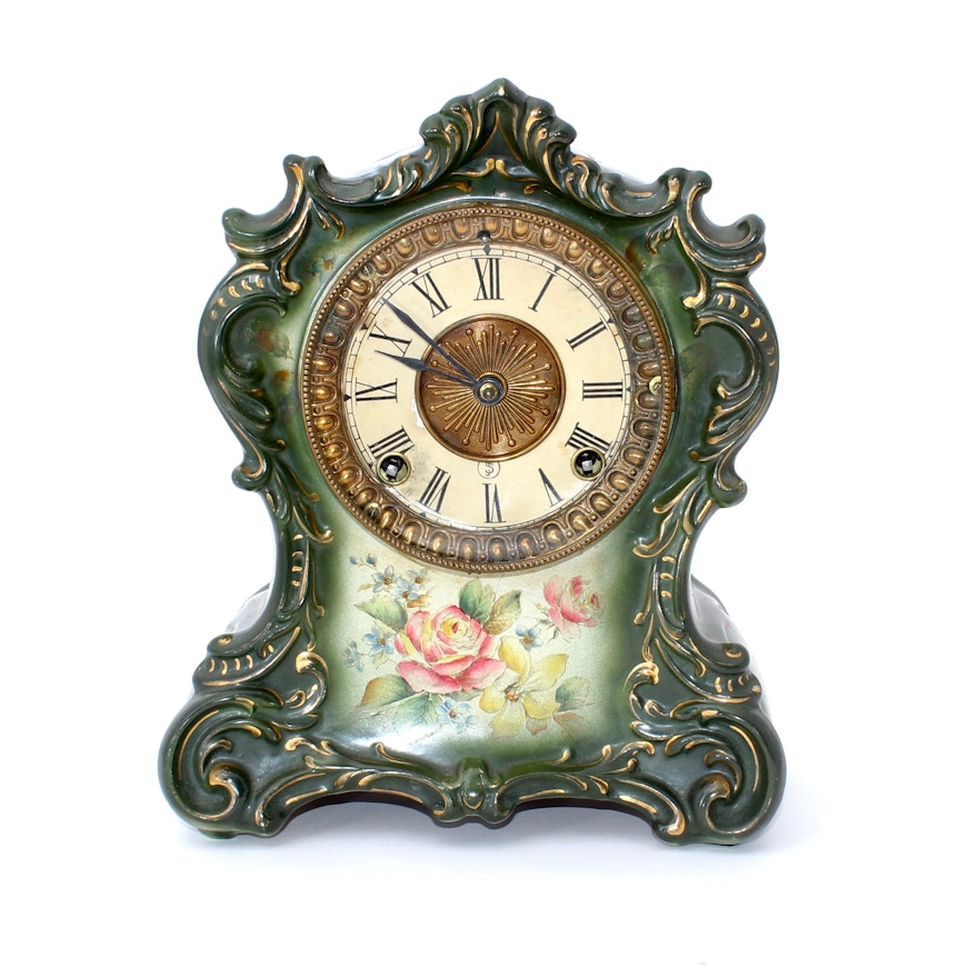 Antique Ansonia Clock Co. "Tuscola" Porcelain Clock