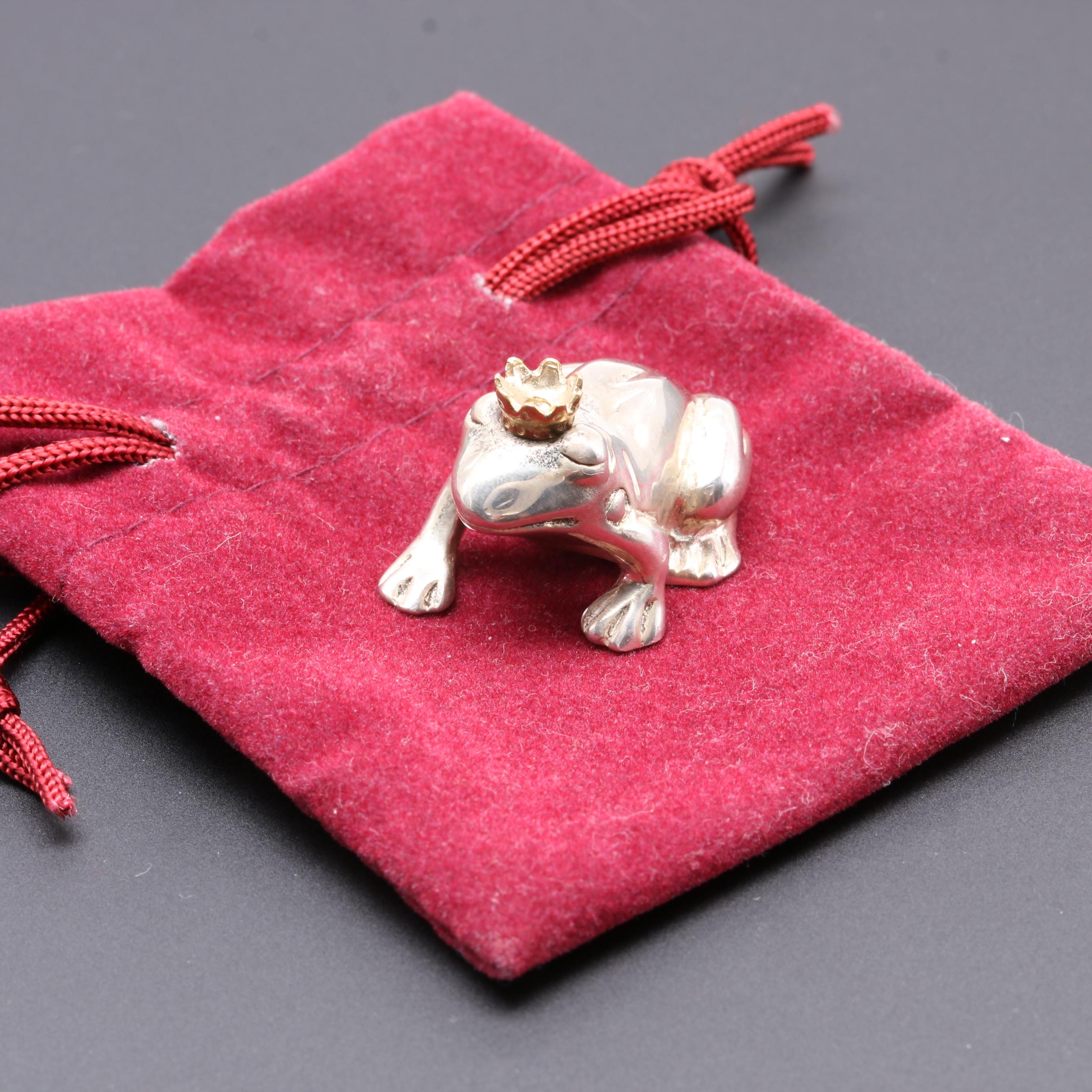 Sterling Silver Frog Prince Paperweight
