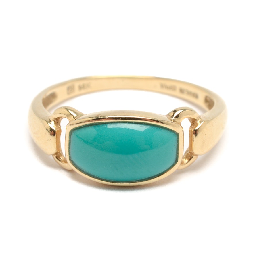 14K Yellow Gold Stabilized Turquoise Ring