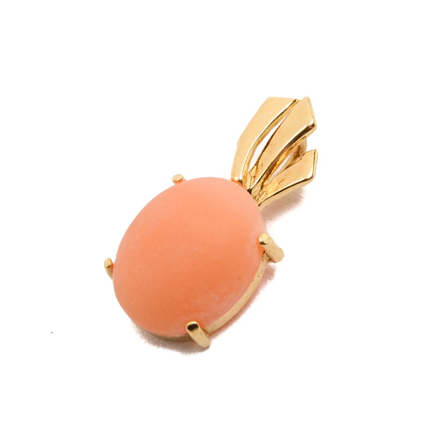 14K Yellow Gold Coral Pendant