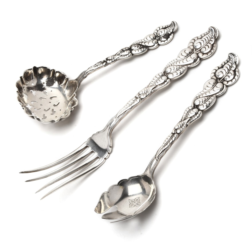 Antique Tiffany & Co. Sterling Silver Serving Utensils in "Ailanthus"