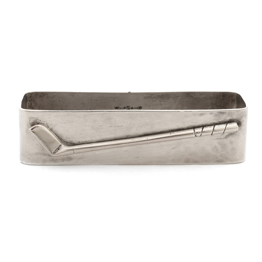 Hand Wrought Sterling Silver Napkin Ring with Golf Club