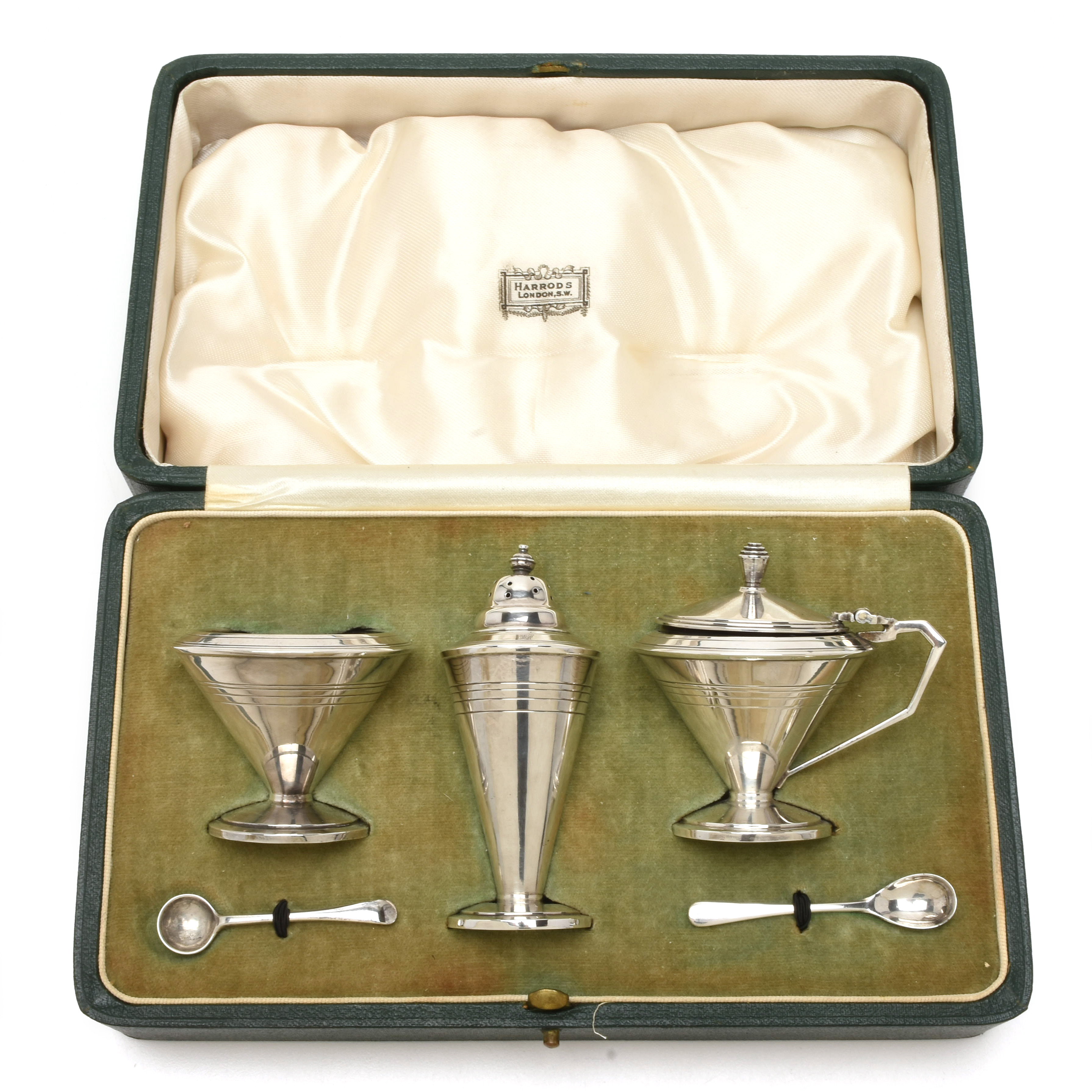 Early Twentieth Century Sterling Condiment Set from Harrods, London