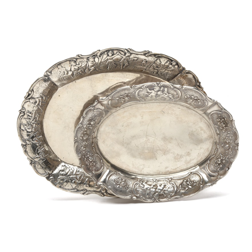 Two Smaller Sized 800 Silver Trays