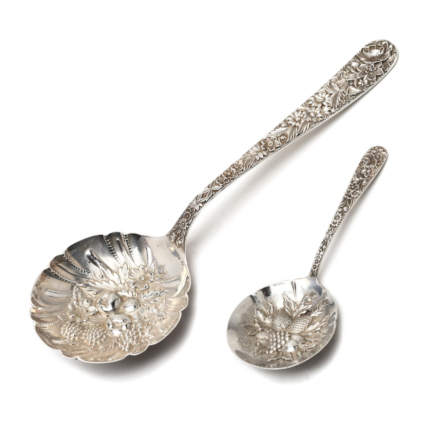 S. Kirk & Son Sterling Silver Repousse Casserole Spoon and Bonbon Spoon